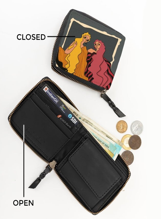 Kalankit Wallet for Women | Compact Vegan Leather Ladies Purse, Slim and Easy to Fit in Pocket with Card Slots, Cash & Coin Pocket | Small Bi-Fold Zip Wallets for Woman | Shared Silence - Image 4